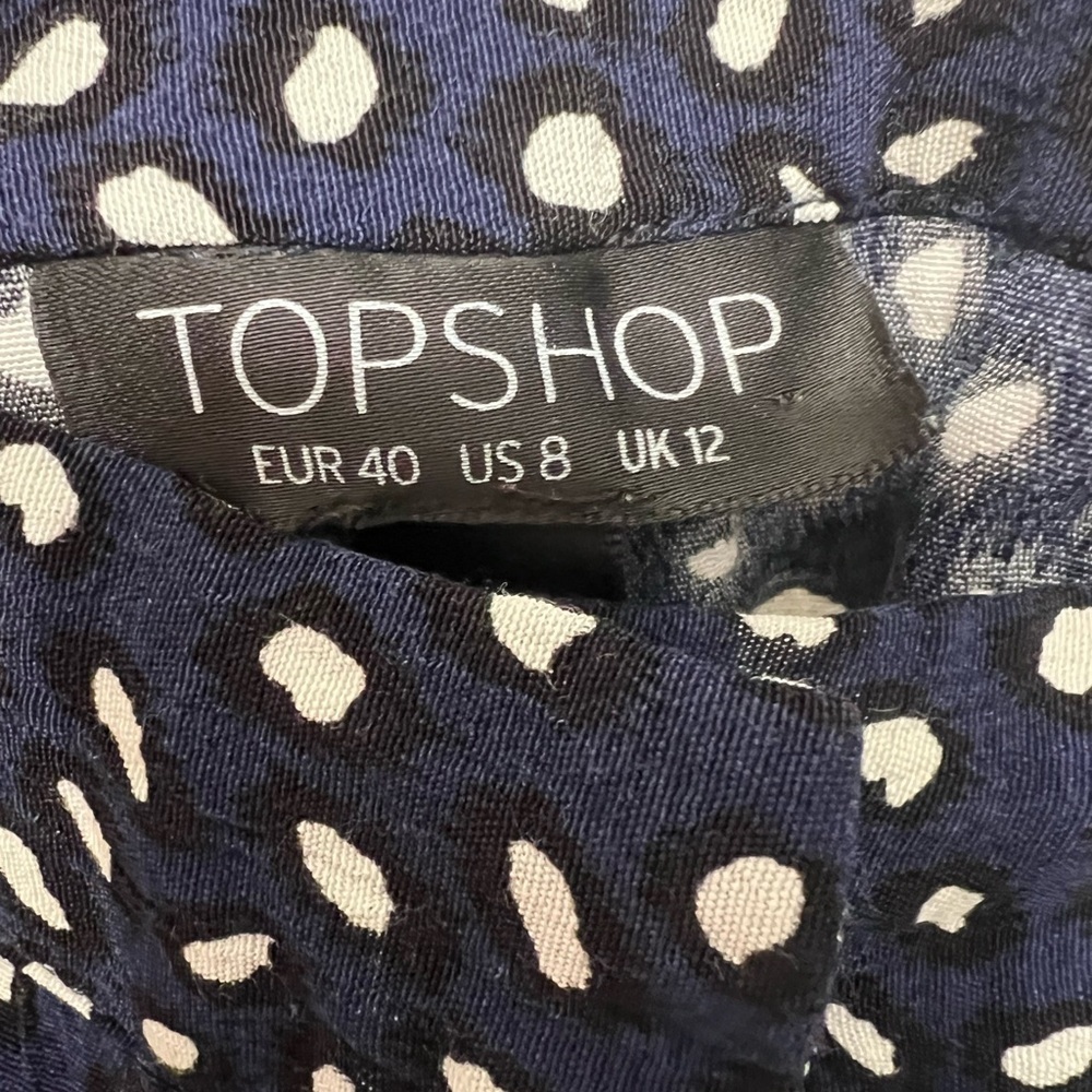 Topshop Navy and White Patterned High Waist Shorts - Picture 6 of 12